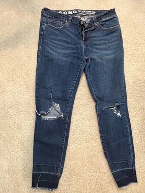 S.O.N.G. Rocker Skinny Jeans - Dark Blue Distressed
